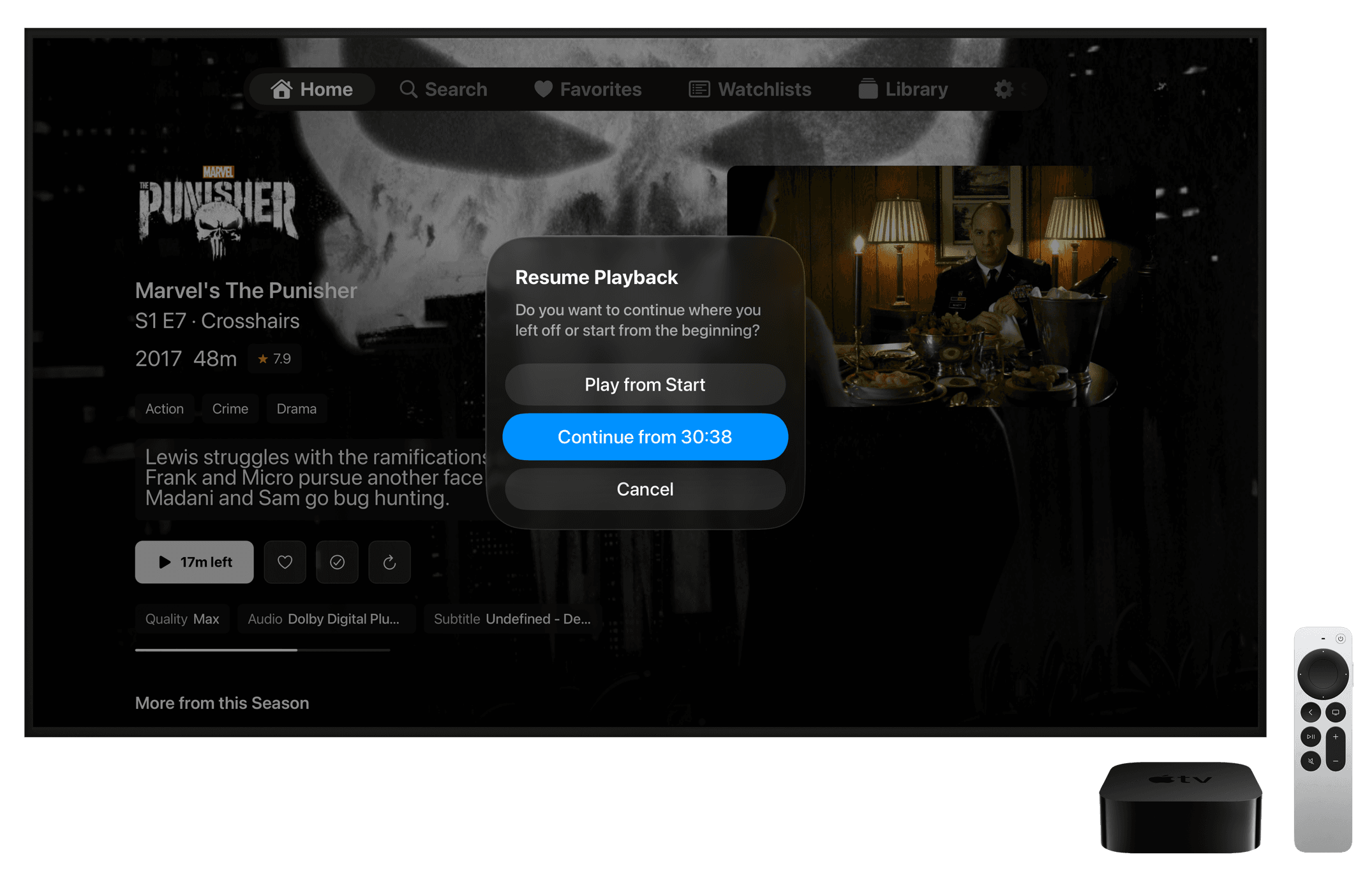 Apple TV screenshot: Resume Playback