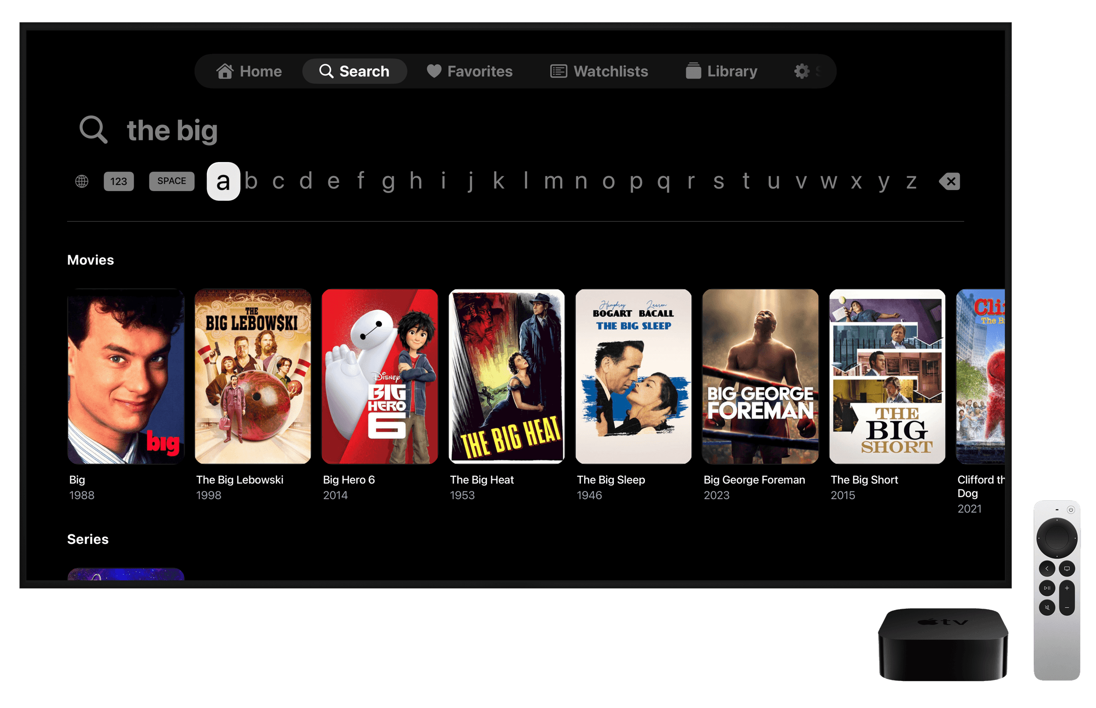 Apple TV screenshot: Search