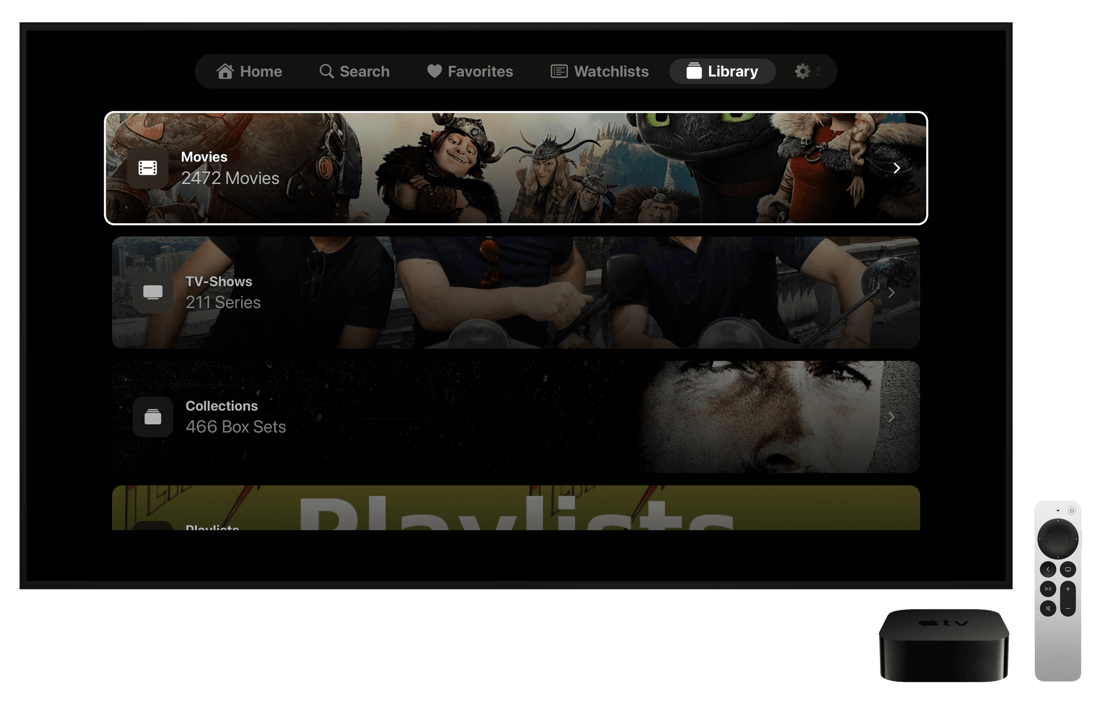 Apple TV screenshot: Libraries