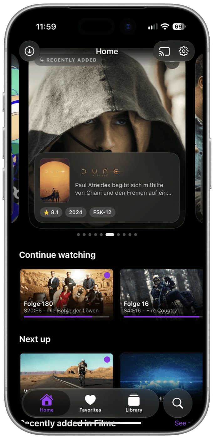 iPhone screenshot: Home