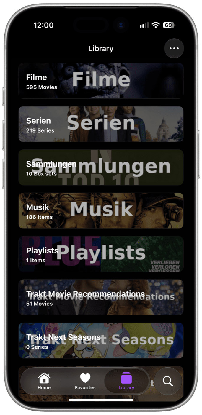 iPhone screenshot: Libraries