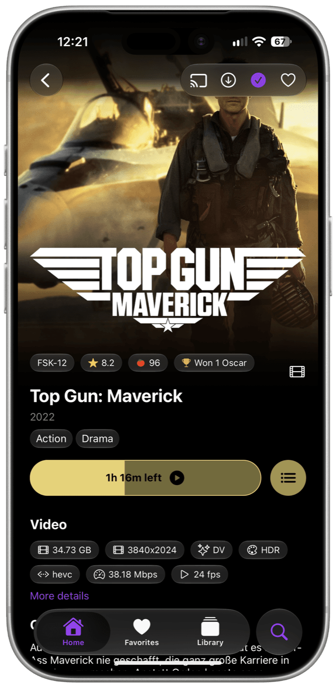 iPhone screenshot: Media Details
