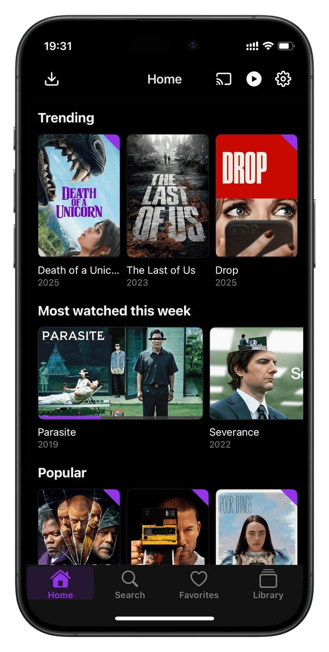 Screenshot: Custom Home Screen